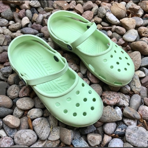 CROCS Shoes - Crocs Yellow Green Mary Jane Sandals Sz 8